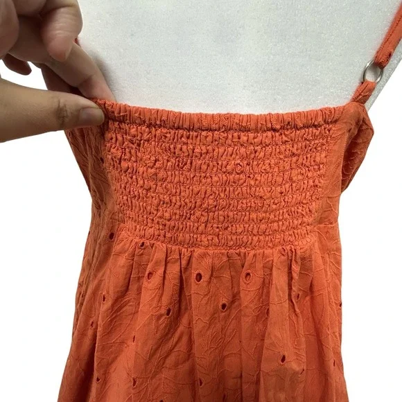 Madewell Orange Eyelet‎ Summertime Cami Midi Dress In Rusted Clay Size Medium - Picture 8 of 9